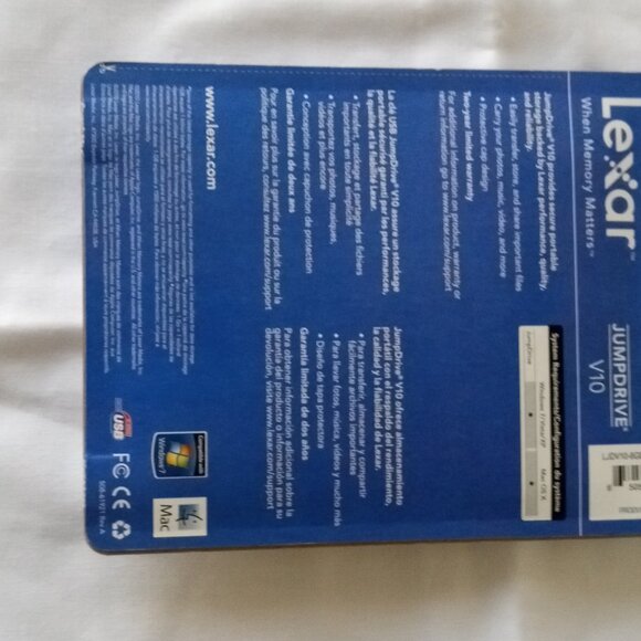 Lexar 8gb Jump Drive V10, USB High Speed Memory Blue Works With Windows, Mac NEW - Picture 4 of 4